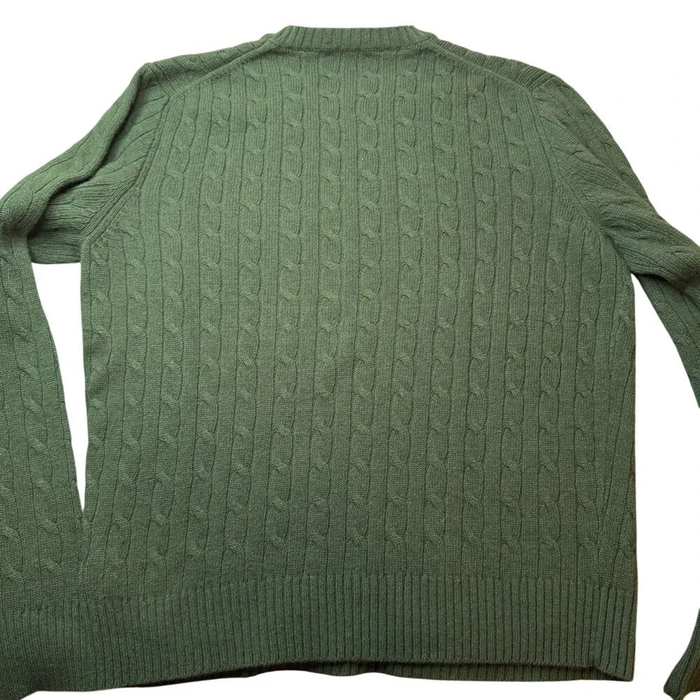 J.Crew Cable Knit Wool Cashmere Angora Preppy Women Size M Green Vintage Y2K
